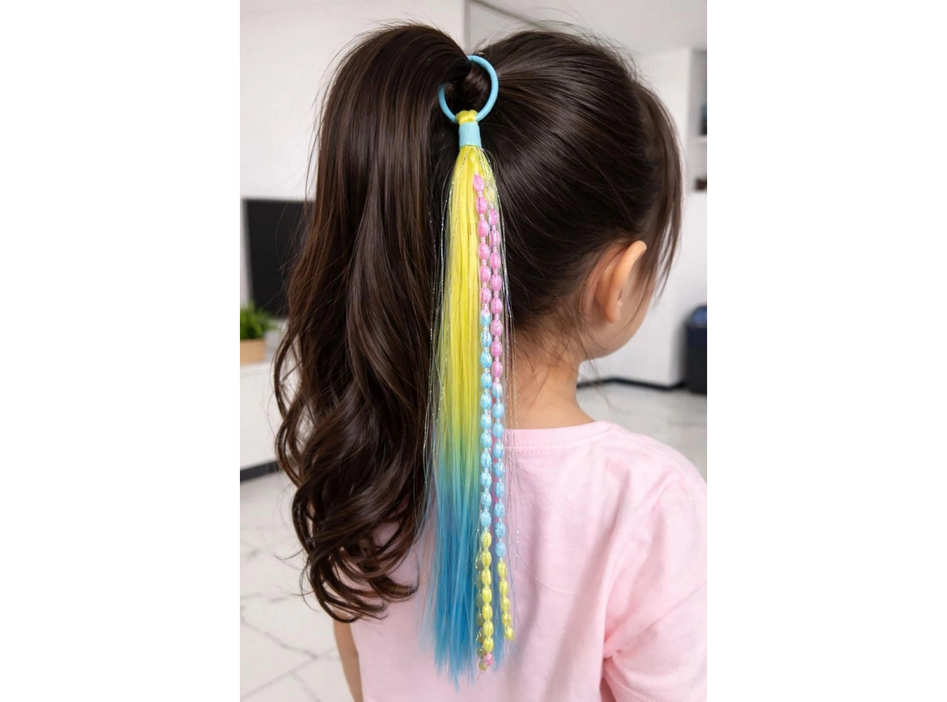 Sarı Ve Mavi Renk Saç Detaylı Lastik Toka