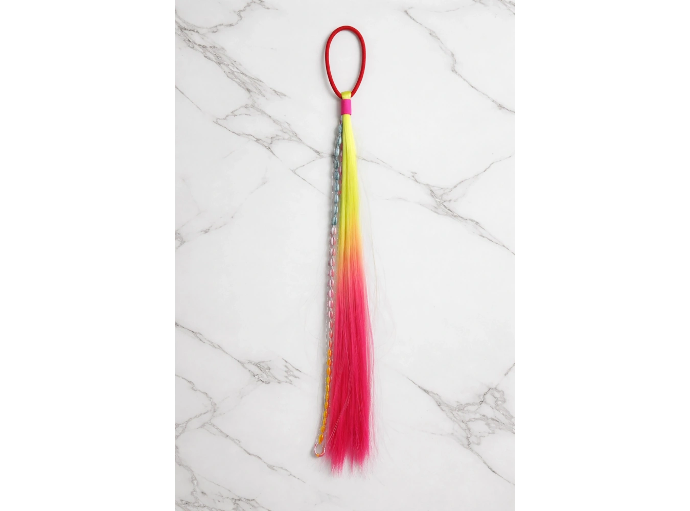 Sarı Ve Pembe Renk Saç Detaylı Lastik Toka