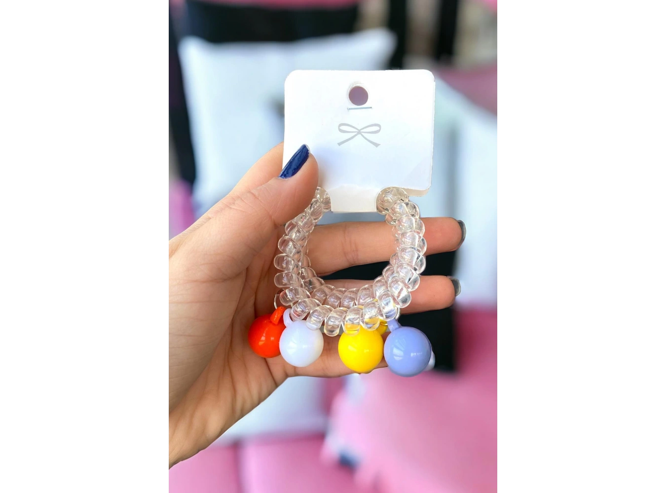 Şeffaf 2´li Boncuk Detaylı Helezon Toka