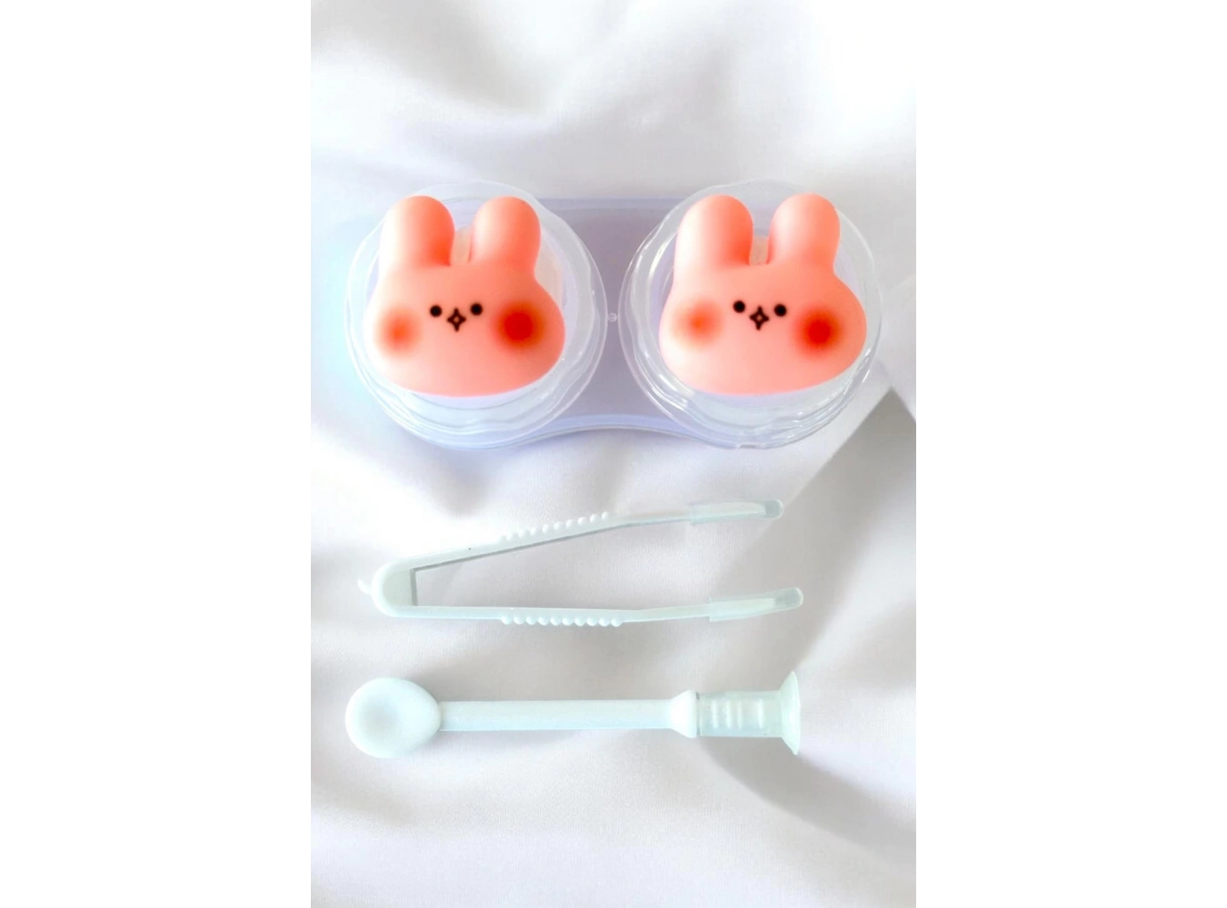 Şeffaf Renk Tavşan Figürlü Lens Saklama Kutusu