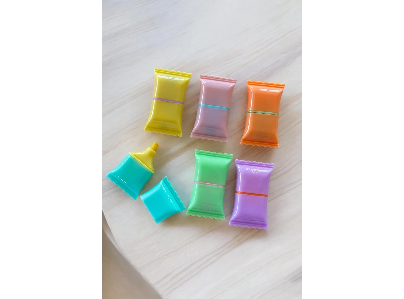 Şeker Figürlü 6lı Fosforlu Kalem Set