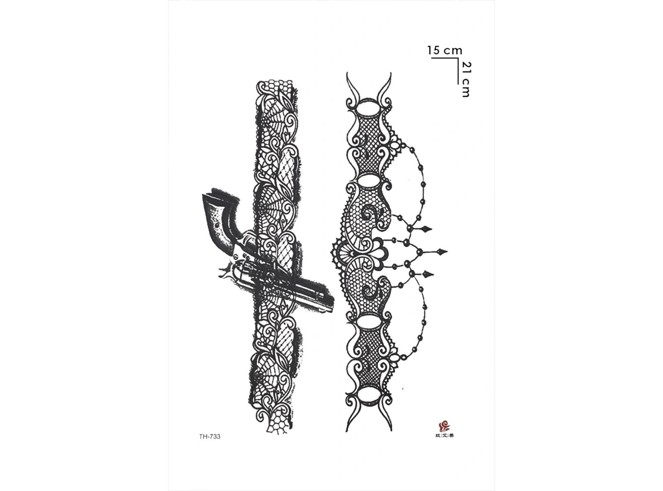 Sialh ve Motifli Jartiyer Geçici Dövme Tattoo