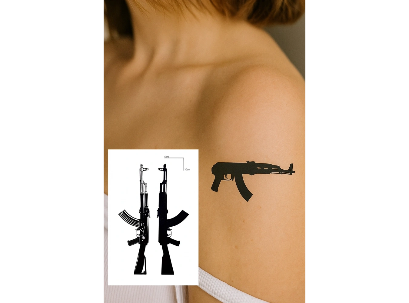 Silah Figürlü Mini Dövme Tattoo