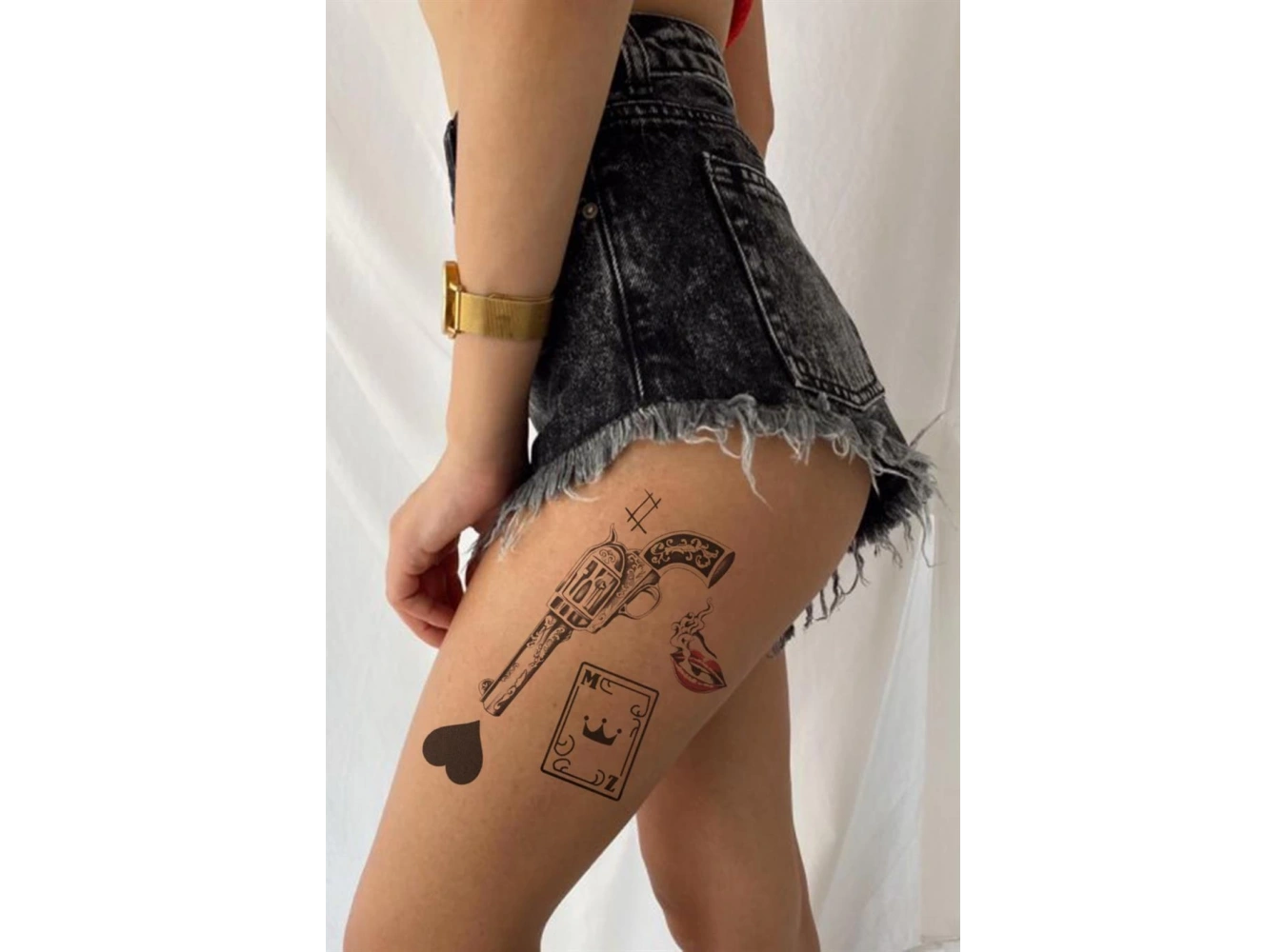 Silah Kart Geçici Dövme Tattoo