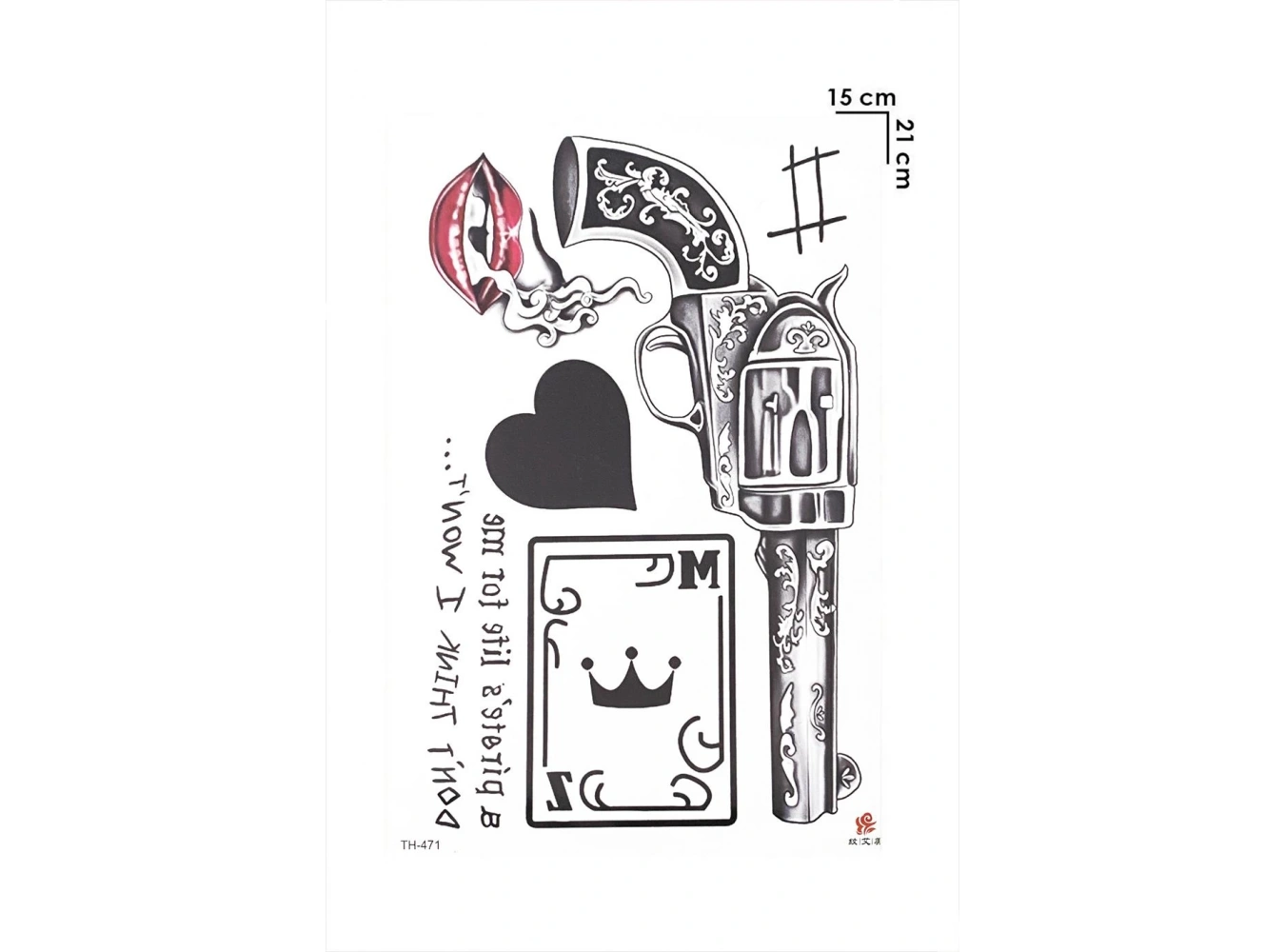 Silah Kart Geçici Dövme Tattoo