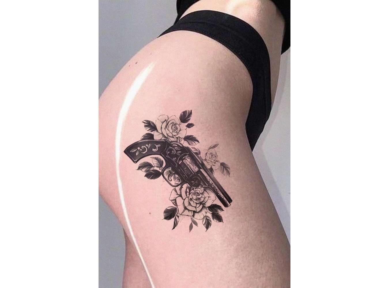 Silah ve Gül Geçici Dövme Tattoo