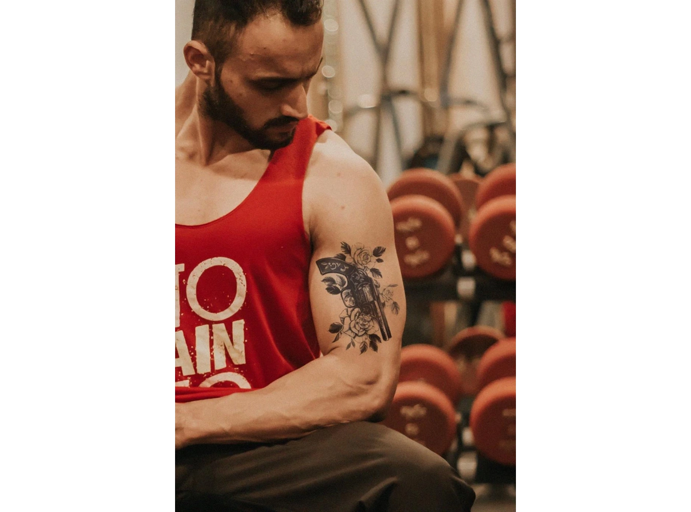 Silah ve Gül Geçici Dövme Tattoo