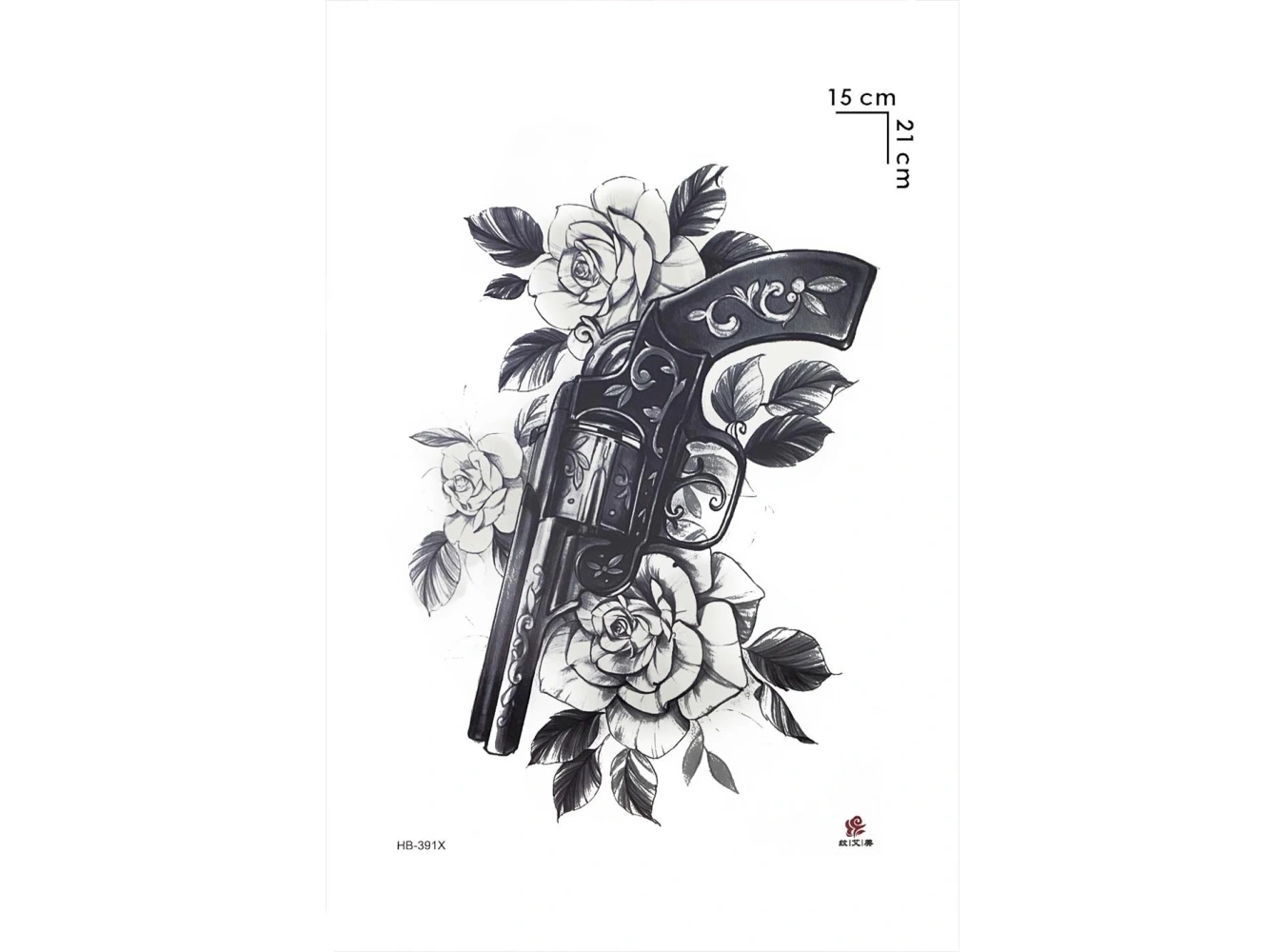 Silah ve Gül Geçici Dövme Tattoo