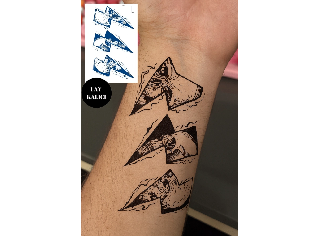 Şimşek Figürlü 12 Saat Sonra Kararan Geçici Orta Dövme Tattoo