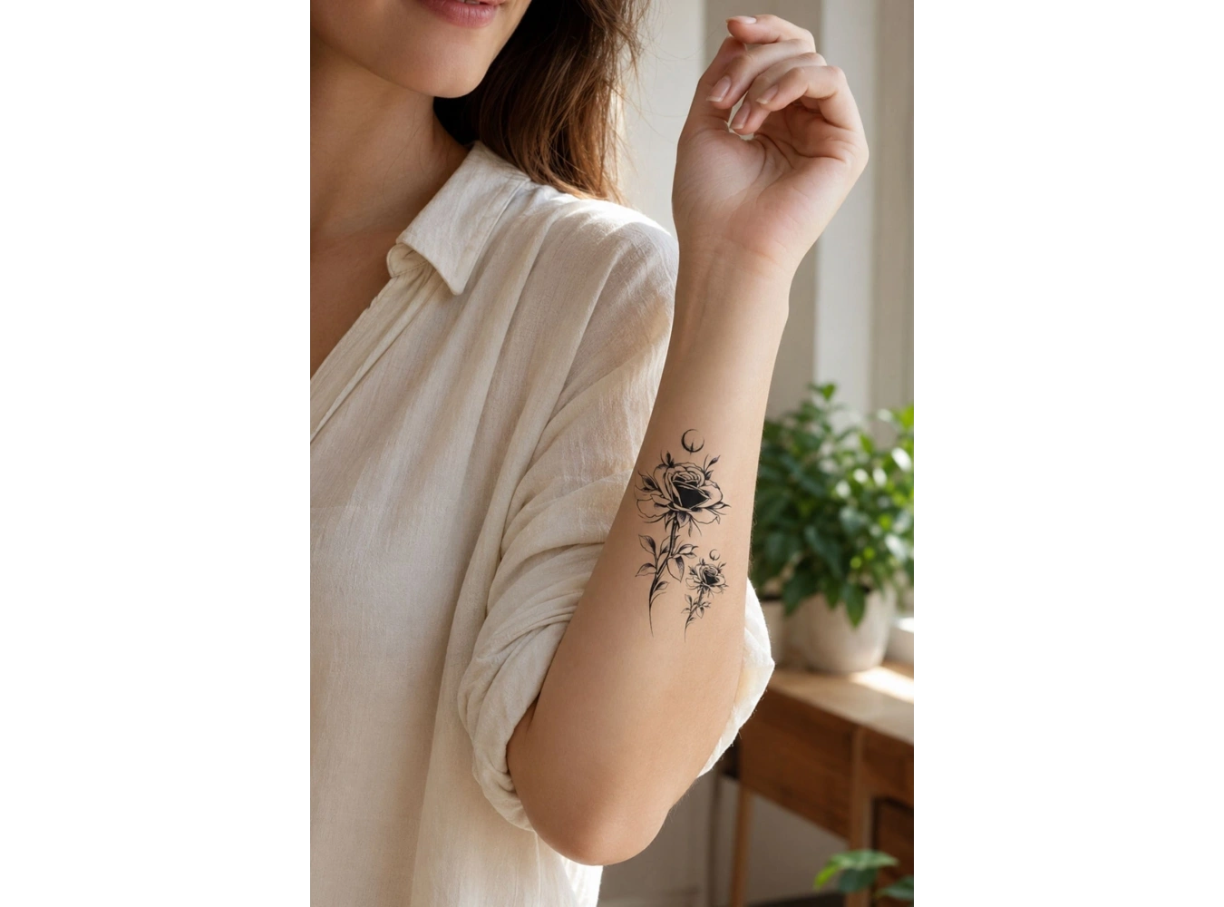 Siyah Gül Mini Geçici Dövme Tattoo