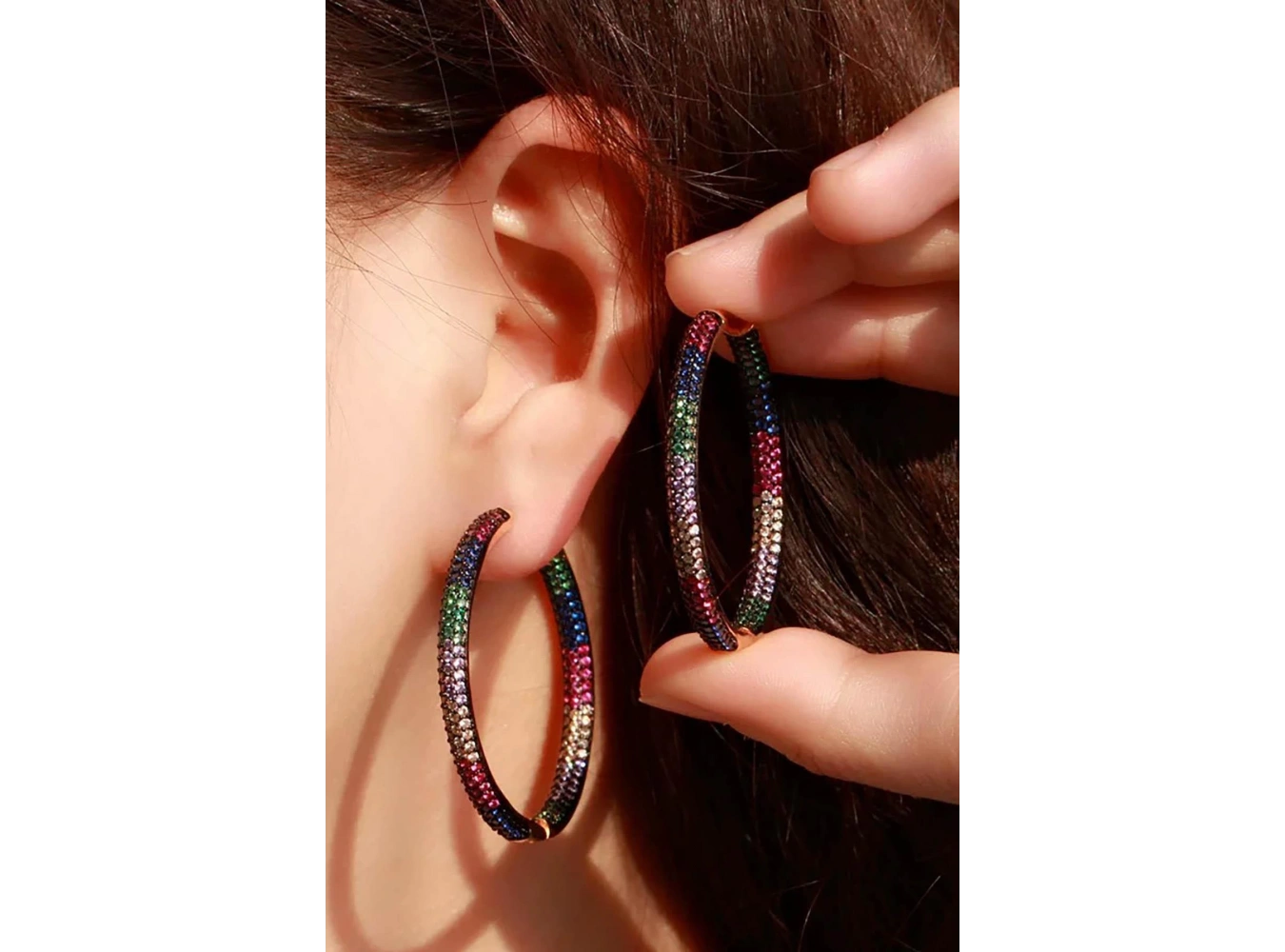 Siyah Renk 14K Altın Kaplama TX Halka Küpe