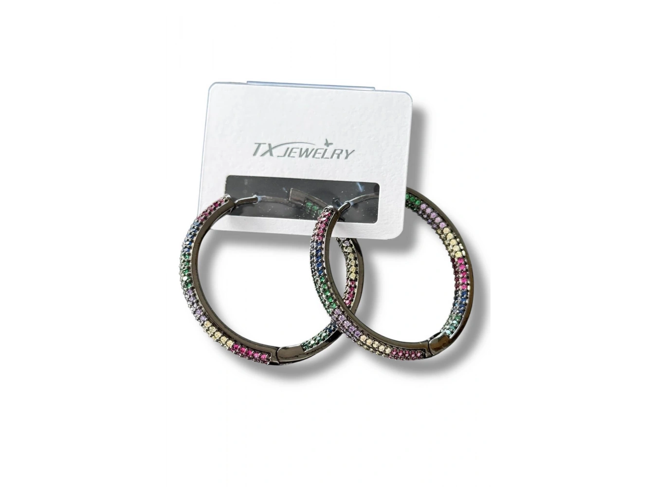 Siyah Renk 14K Altın Kaplama TX Halka Küpe