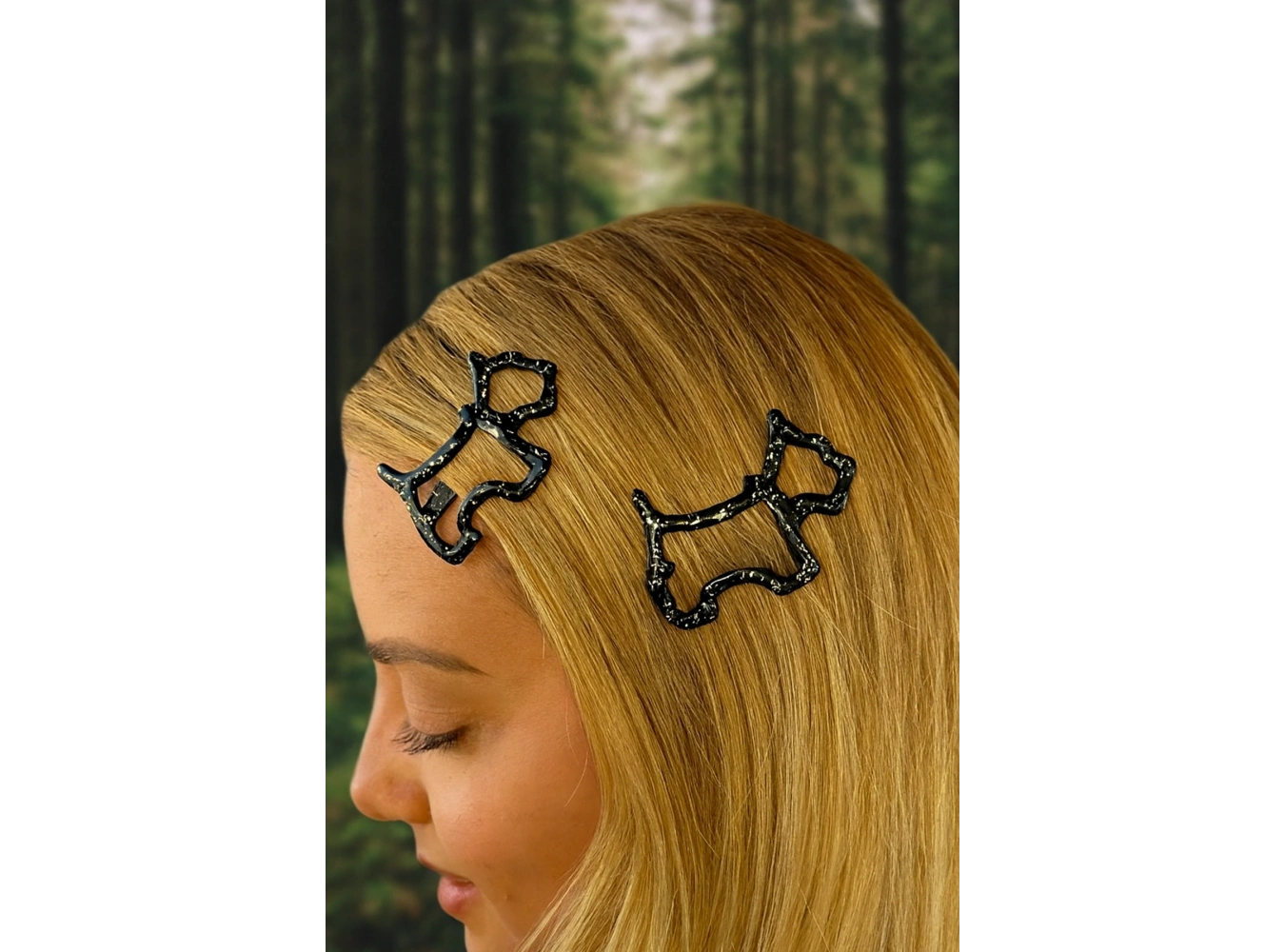 Siyah Renk 3lü Agatha Figürlü Yan Toka Set