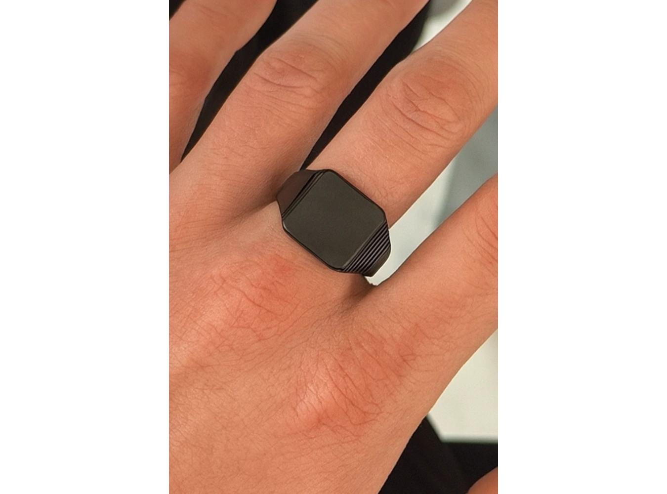 Siyah Renk Ayarlanabilir Çelik Erkek Yüzük