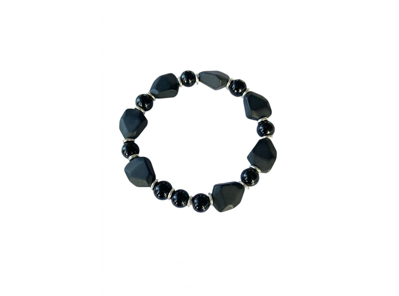 Siyah Renk Boncuk Detaylı Erkek Bileklik