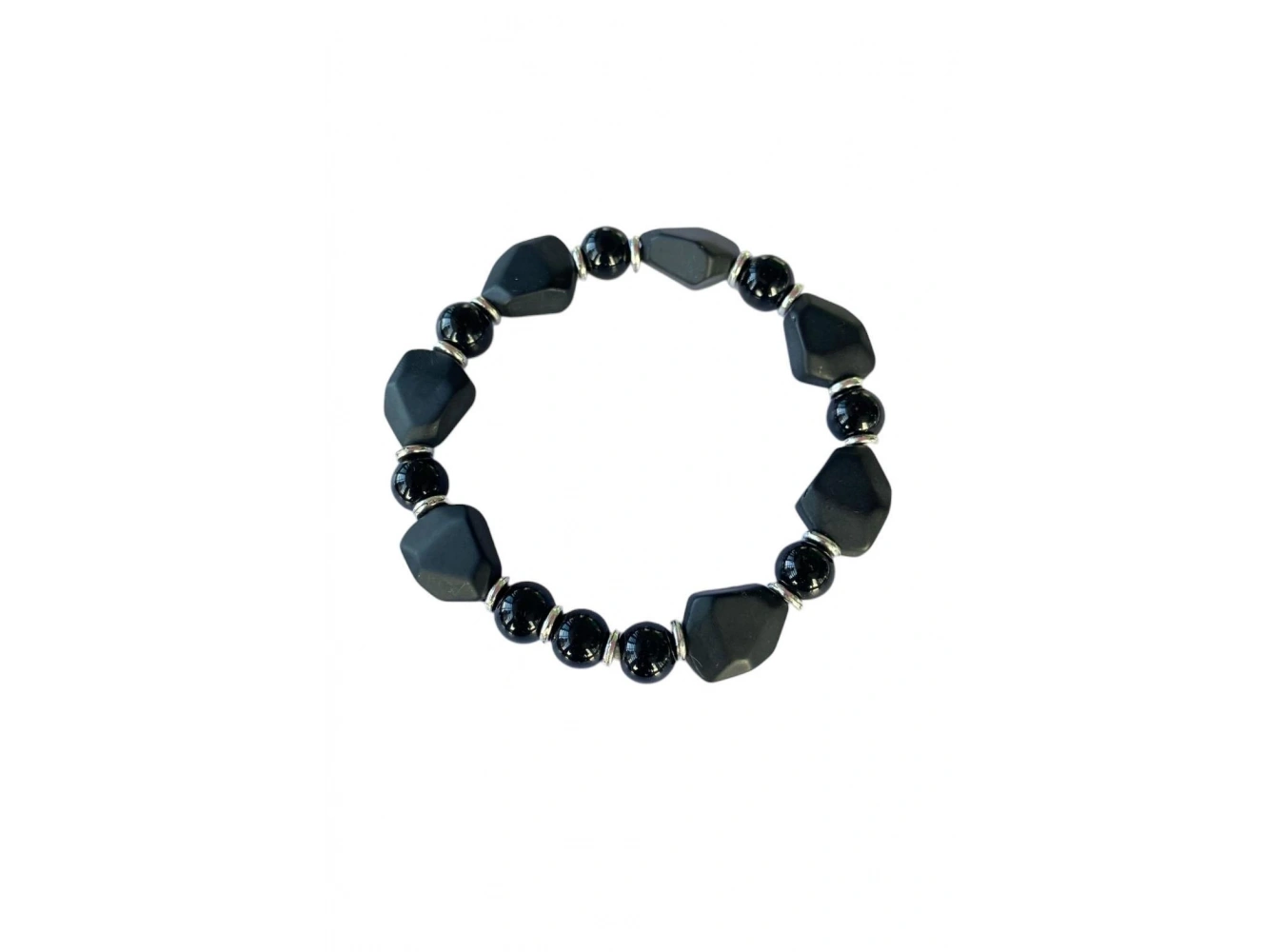 Siyah Renk Boncuk Detaylı Erkek Bileklik