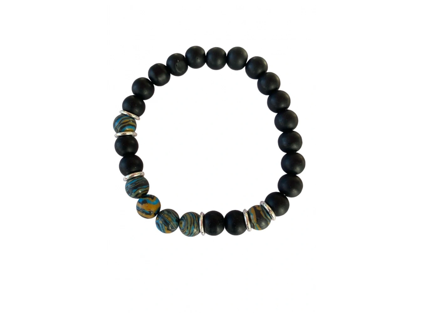 Siyah Renk Boncuk Detaylı Erkek Bileklik