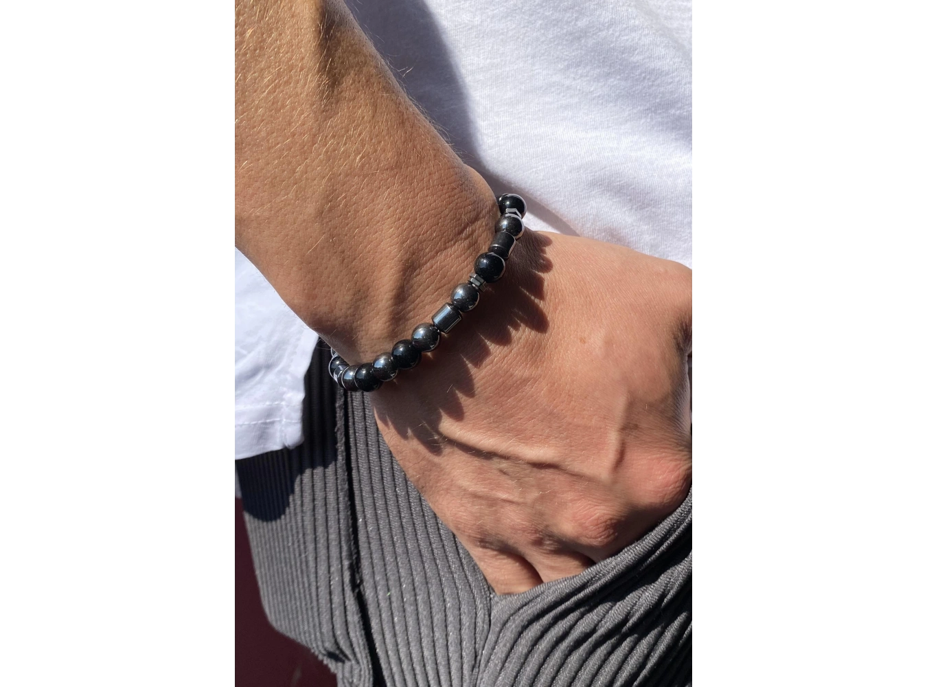 Siyah Renk Boncuk Figürlü Erkek Bileklik