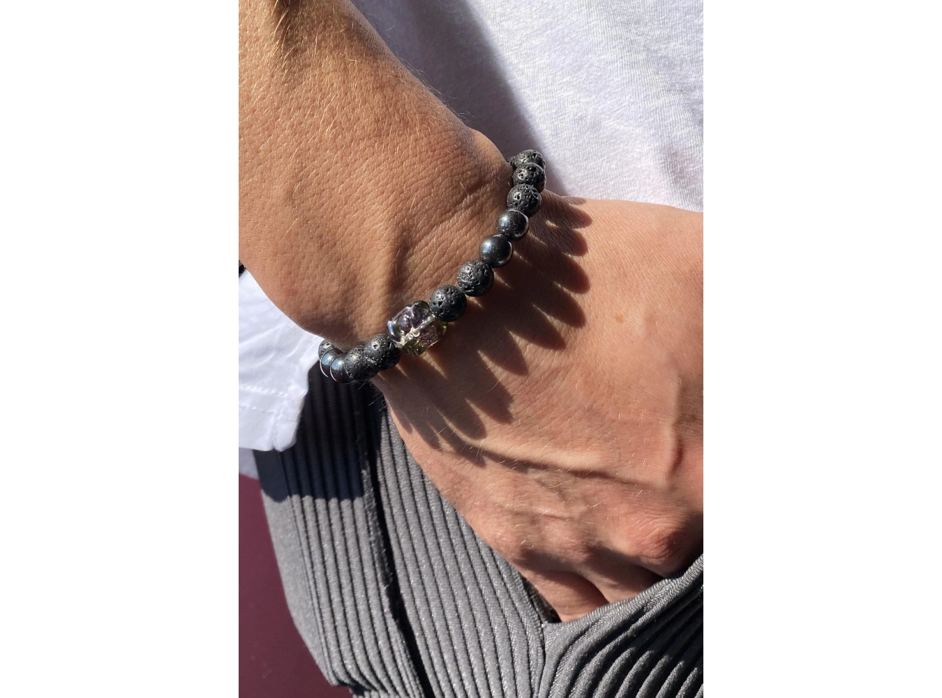 Siyah Renk Boncuk Figürlü Erkek Bileklik