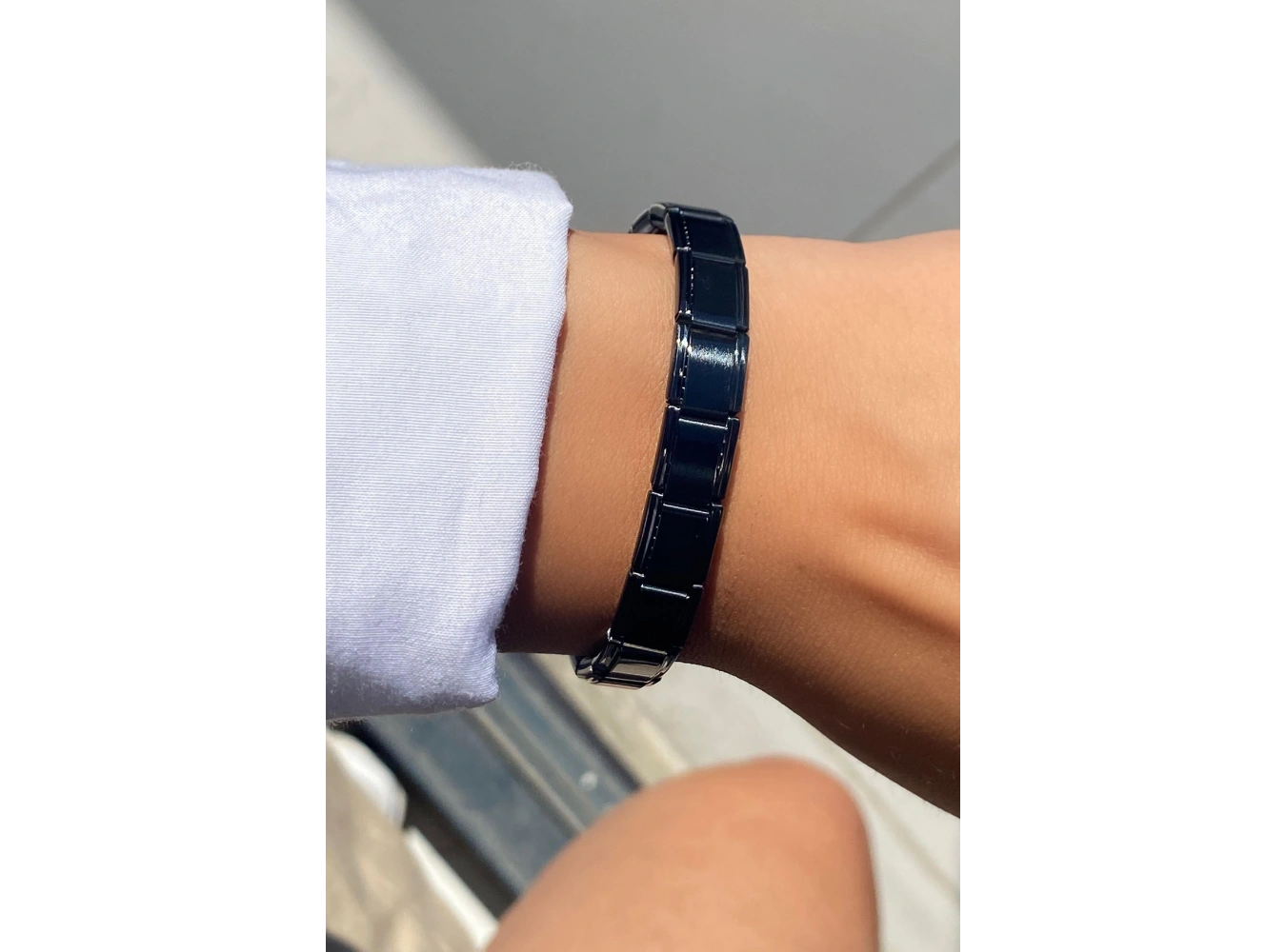 Siyah Renk Çelik Nomination Bileklik