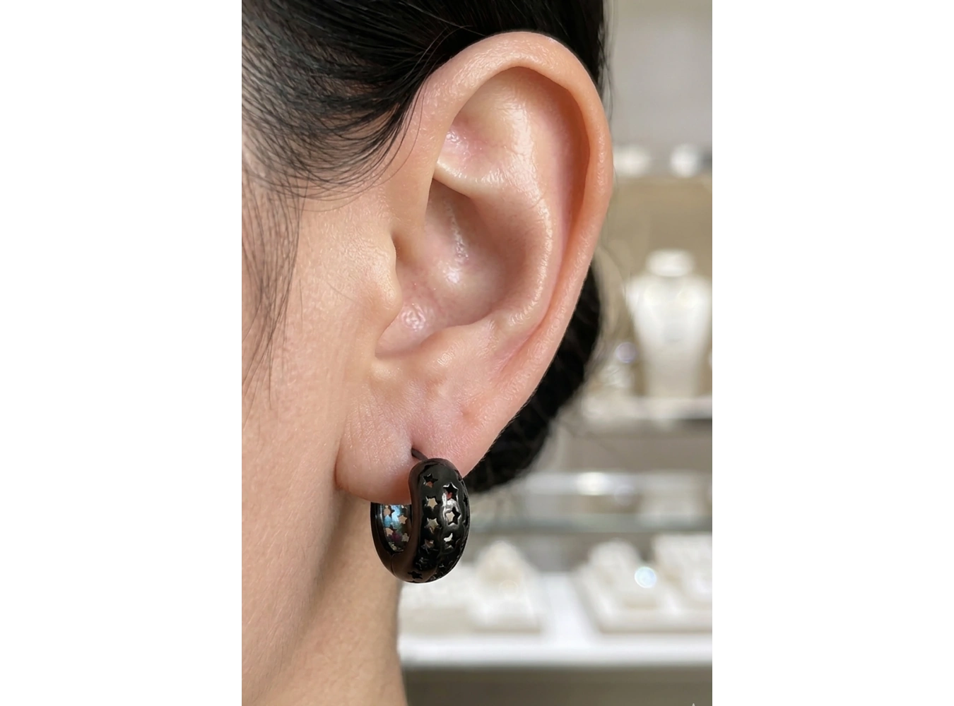 Siyah Renk Çelik Xuping VİP Halka Küpe