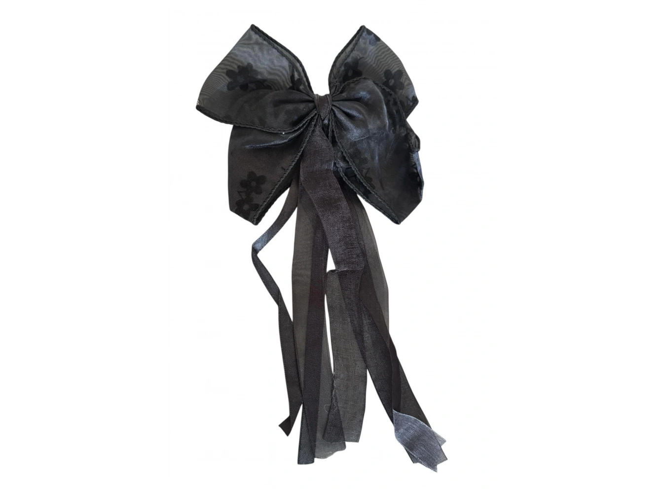 Siyah Renk Çiçek Detaylı Kurdele Otomat Toka
