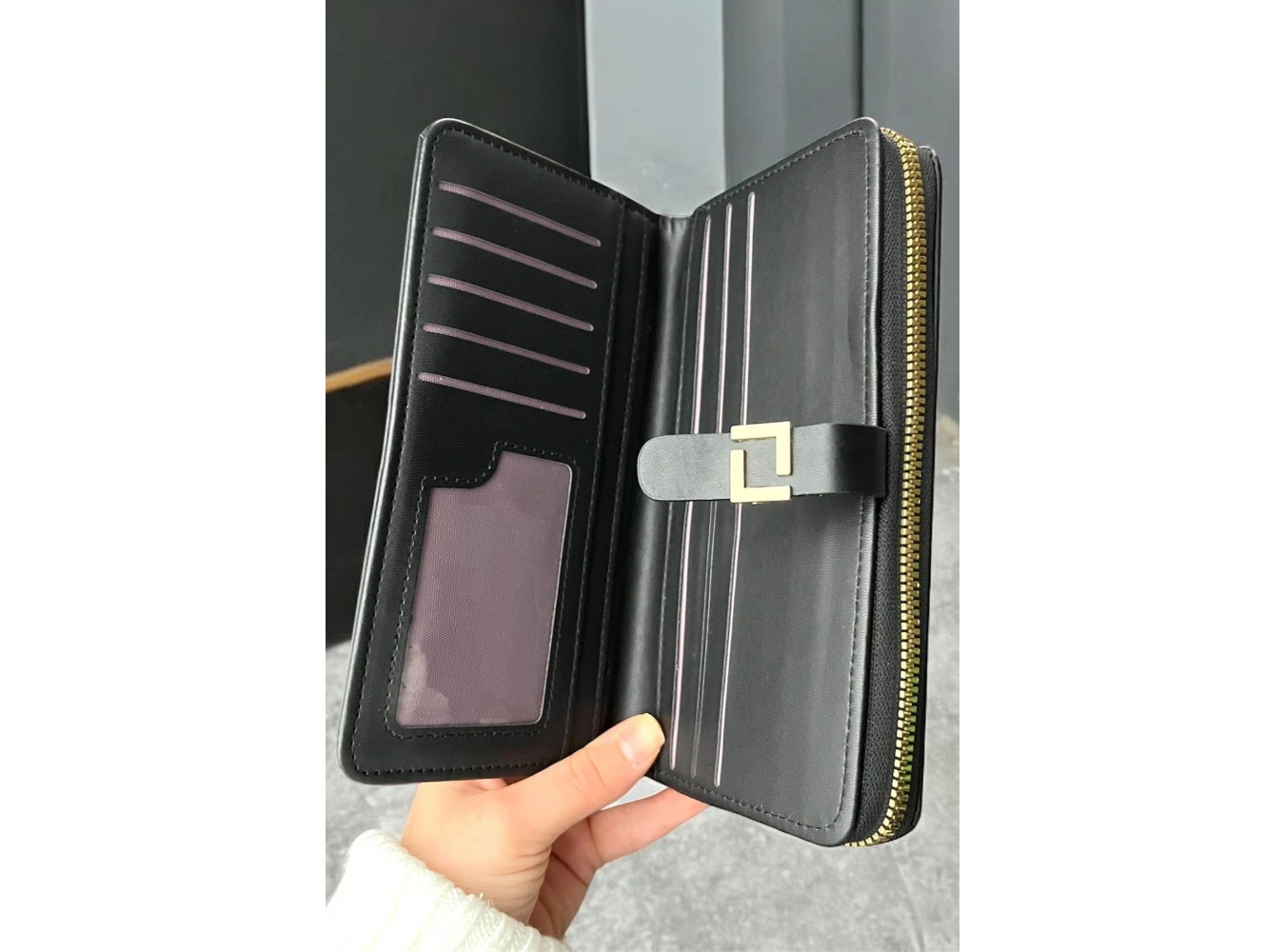 Siyah Renk Deri Kadın Cüzdan