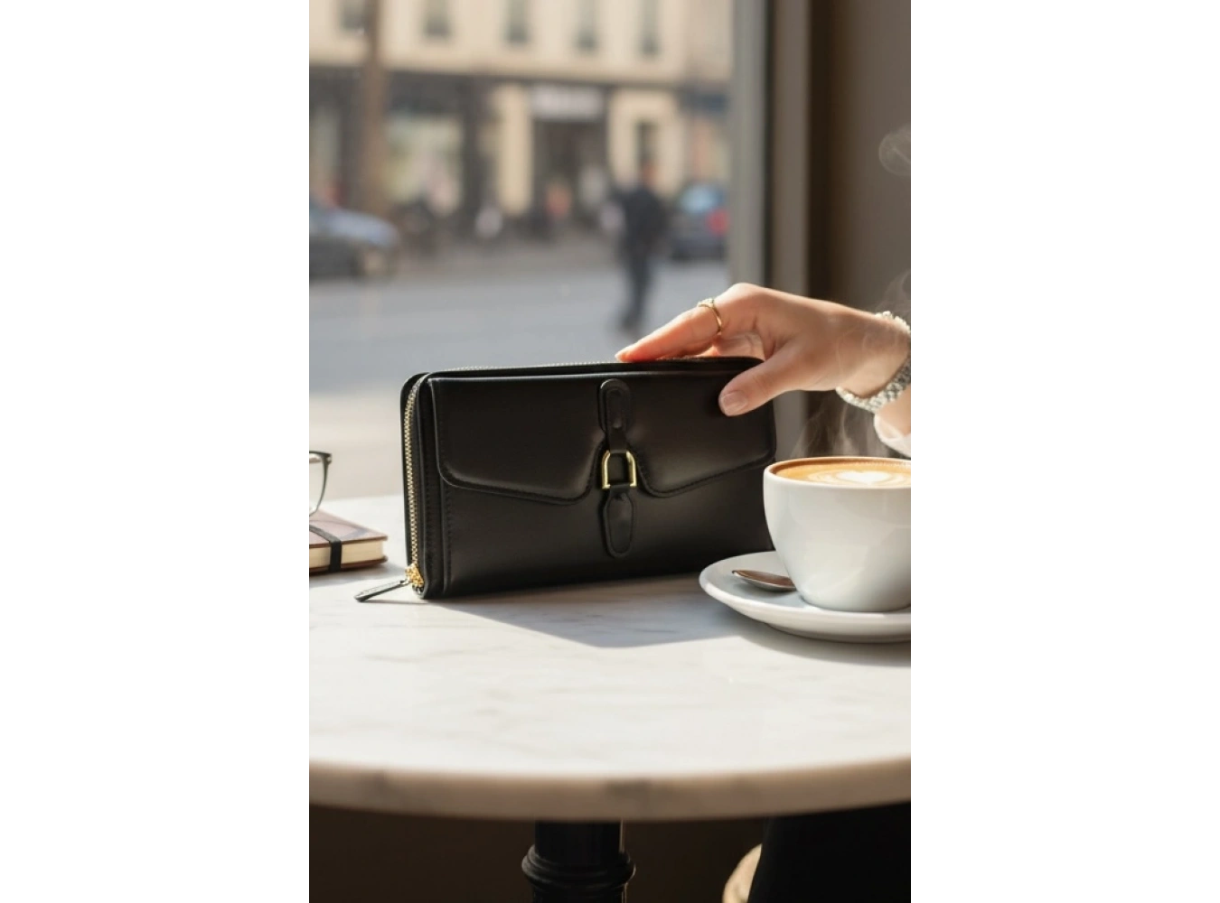 Siyah Renk Deri Kadın Cüzdan/Çanta