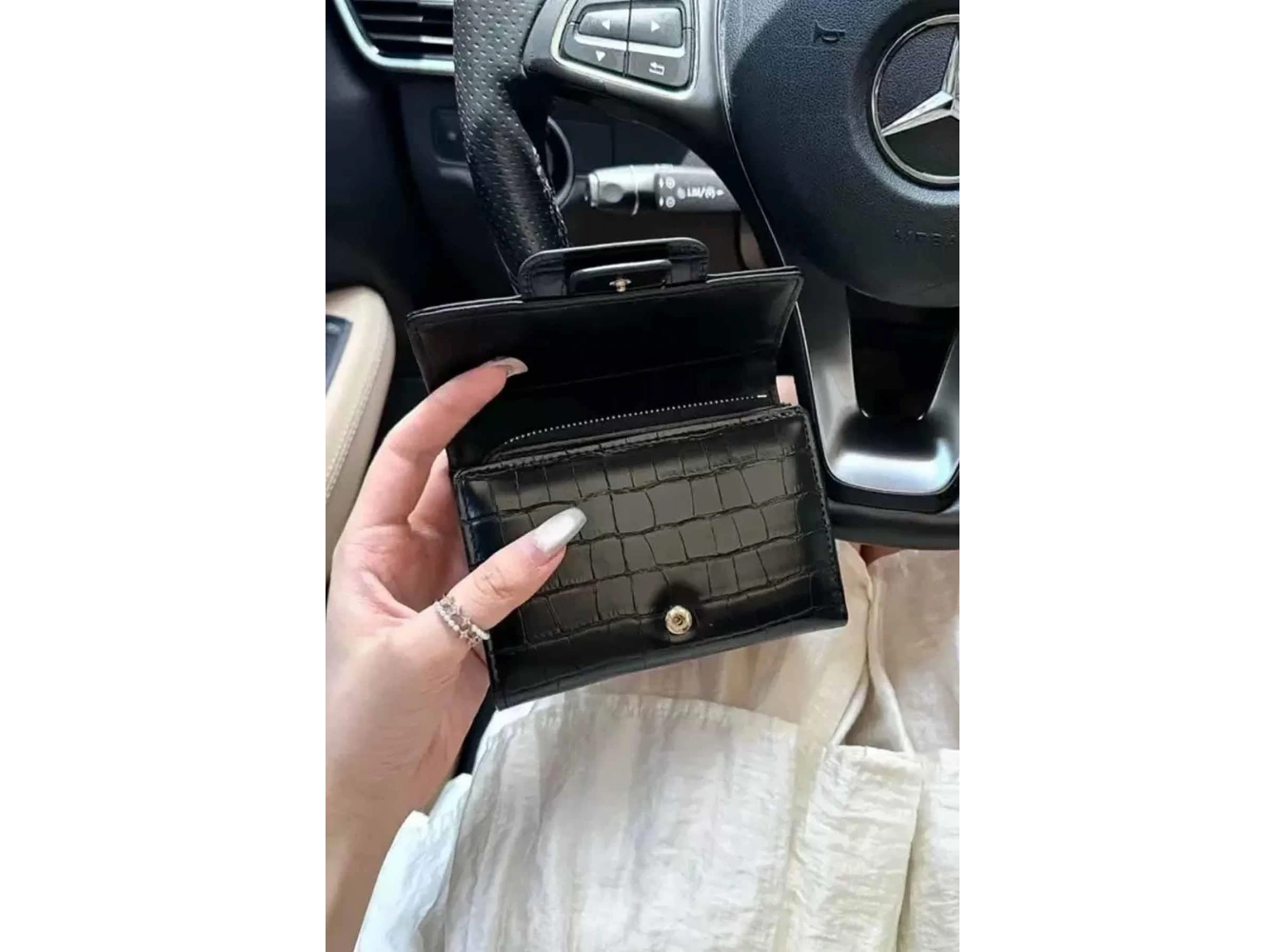 Siyah Renk Deri Kadın Cüzdan/Kartlık