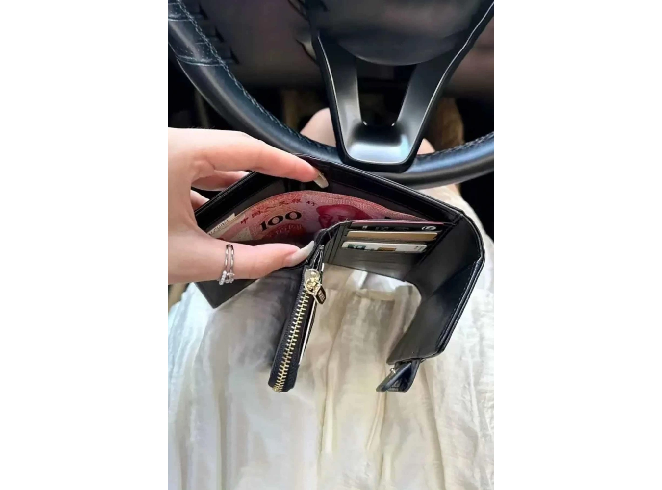 Siyah Renk Deri Kadın Cüzdan/Kartlık