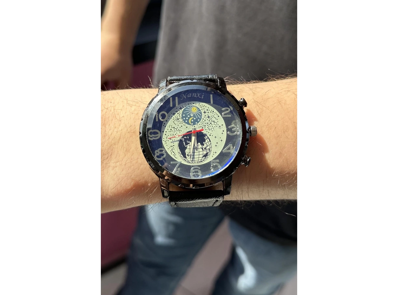 Siyah Renk Deri Kordonlu Çelik Erkek Saat