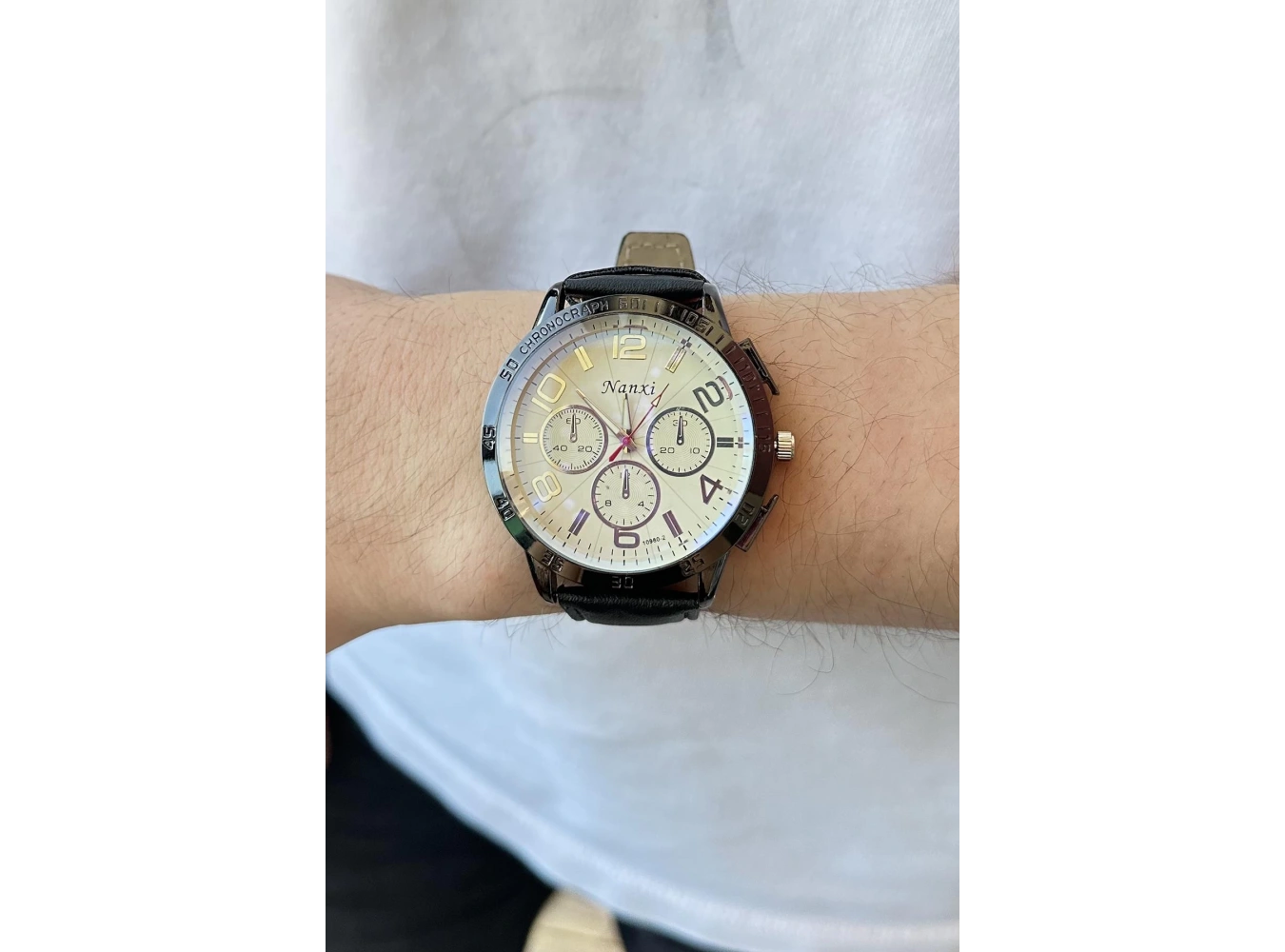 Siyah Renk Deri Kordonlu Çelik Erkek Saat