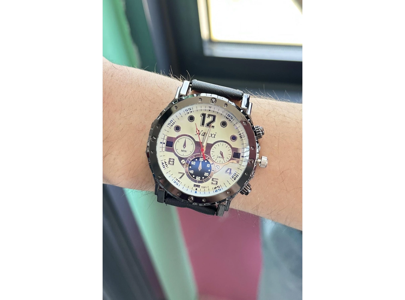 Siyah Renk Deri Kordonlu Çelik Erkek Saat