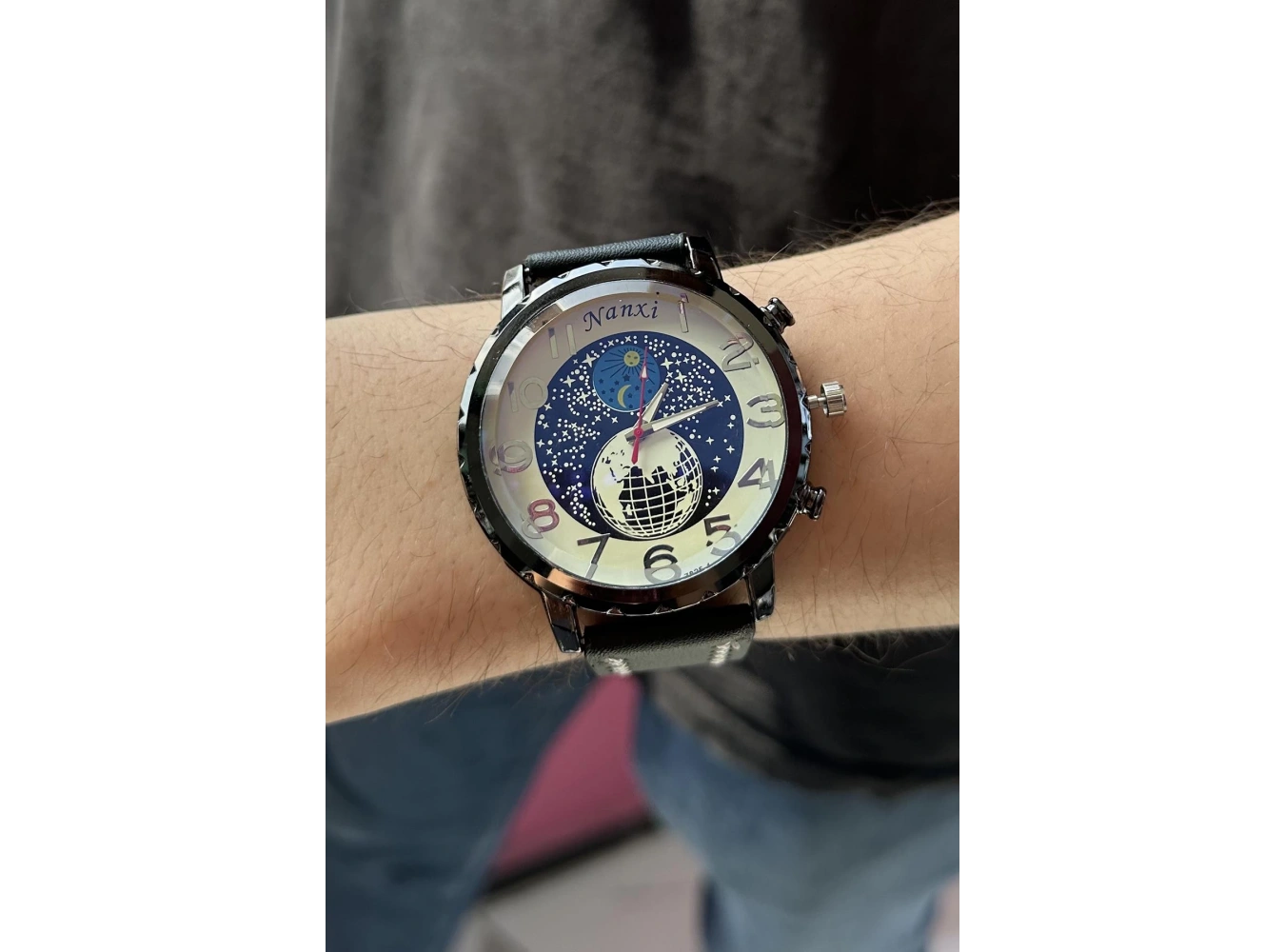 Siyah Renk Deri Kordonlu Çelik Erkek Saat