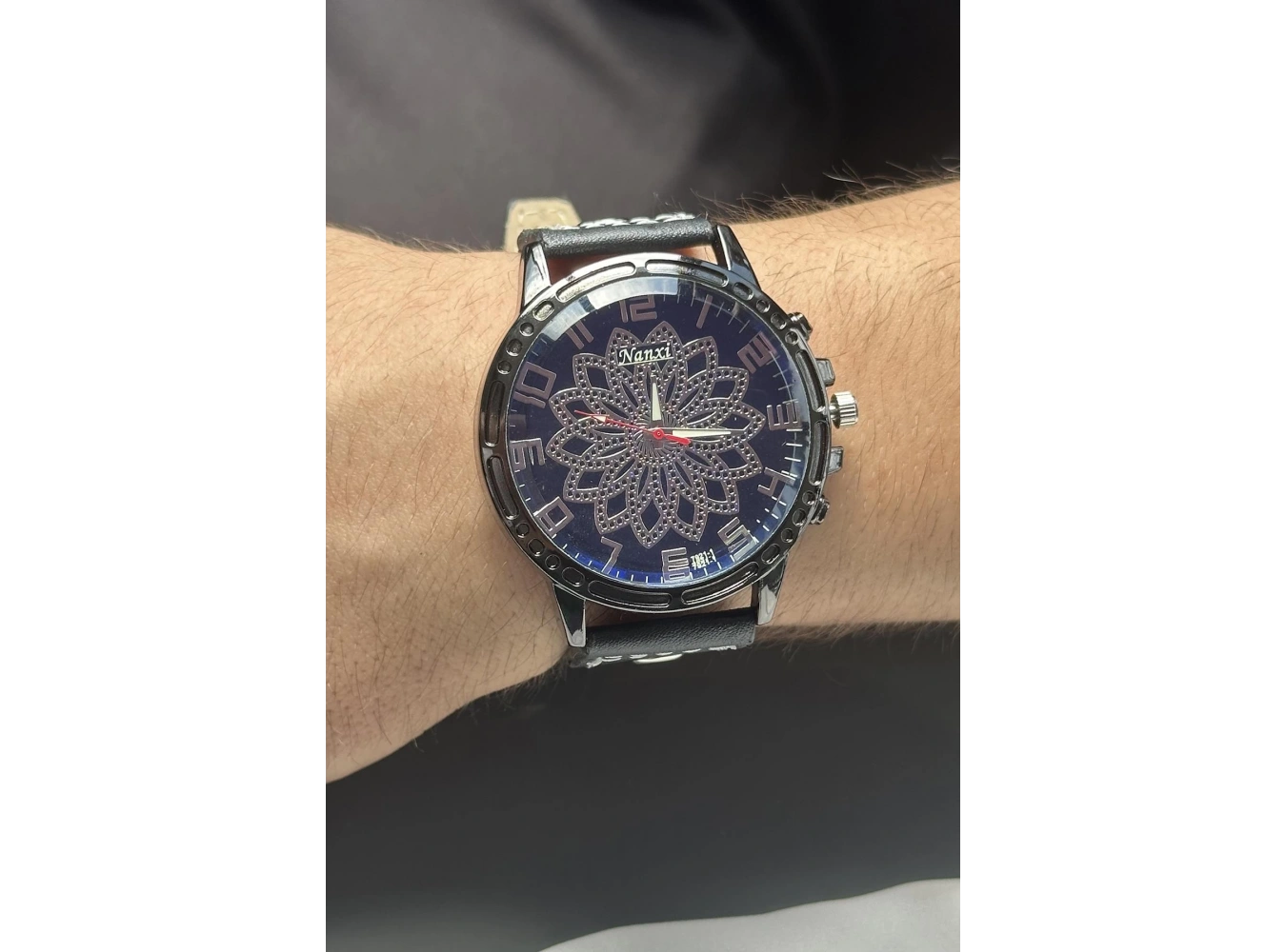 Siyah Renk Deri Kordonlu Çelik Erkek Saat