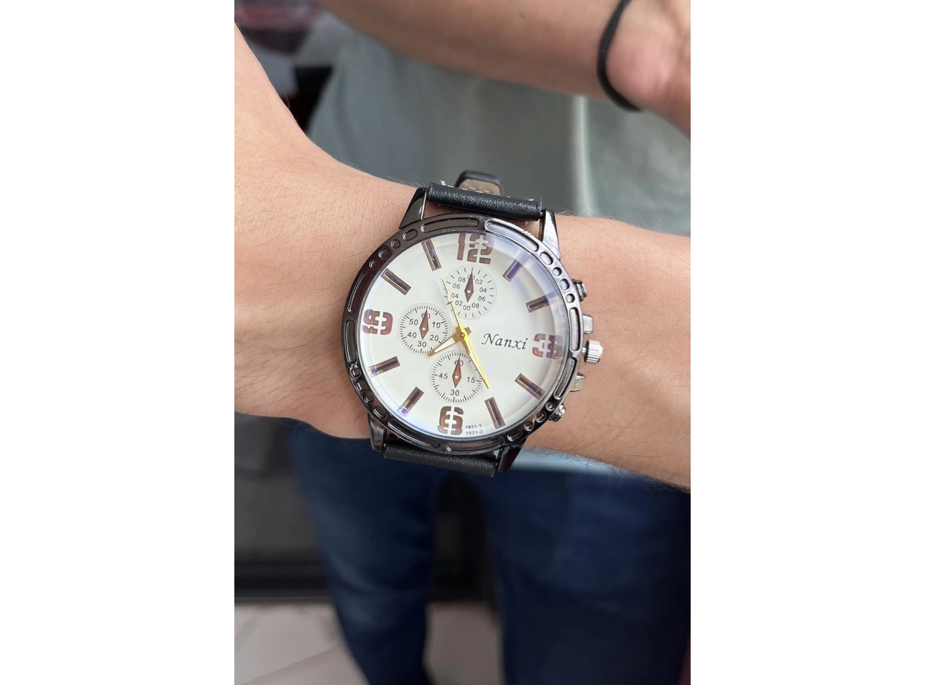 Siyah Renk Deri Kordonlu Çelik Erkek Saat