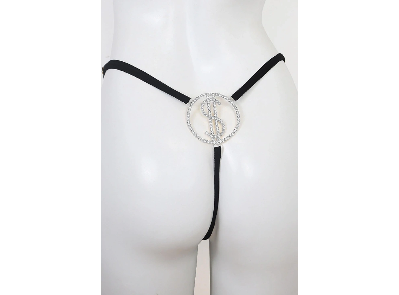 Siyah Renk Dolar Figürlü Taş Detaylı Tanga