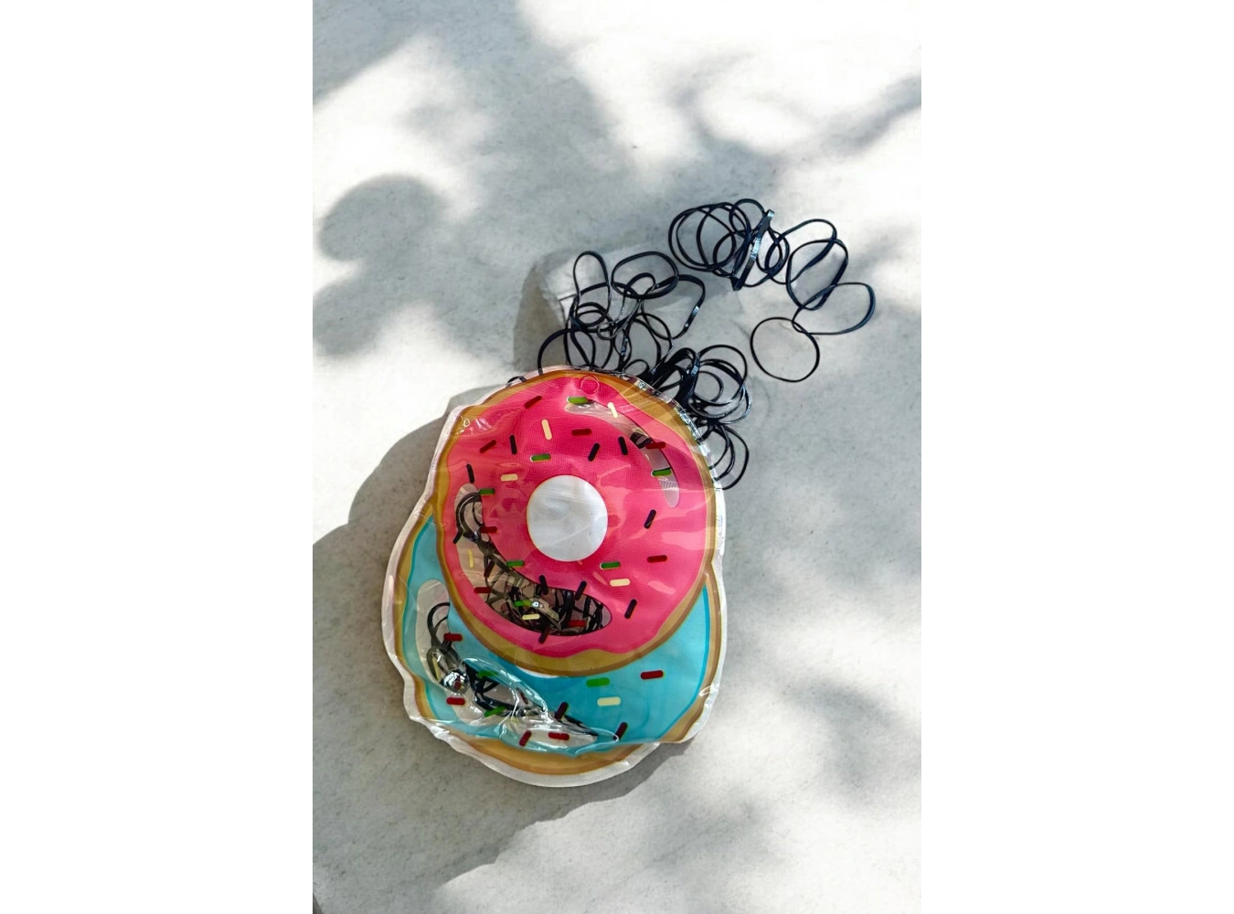 Siyah Renk Donut Figürlü Perma Paket Lastik Toka