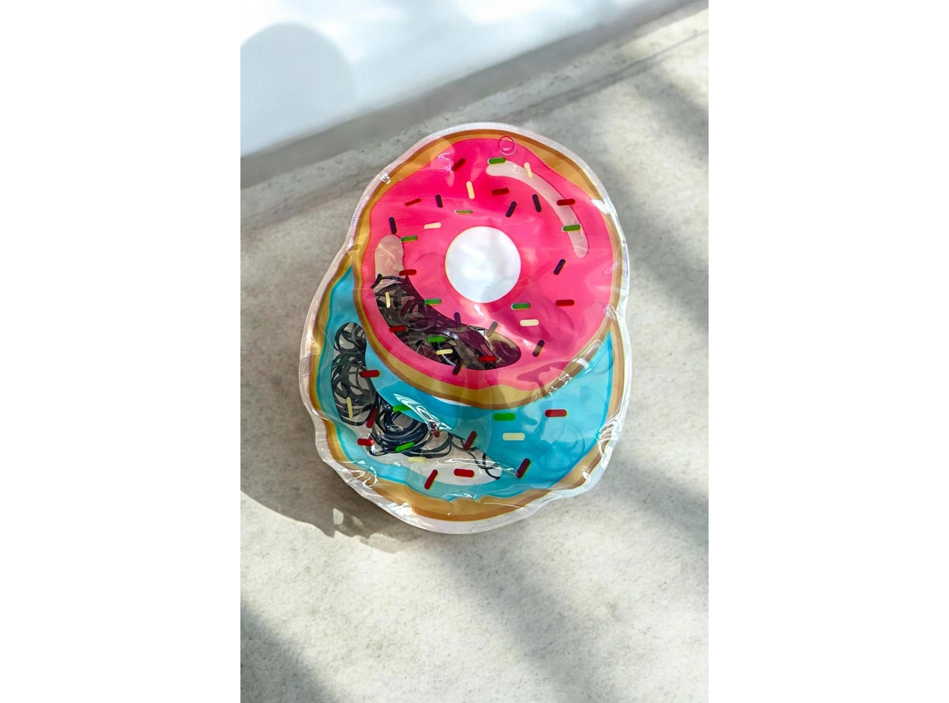 Siyah Renk Donut Figürlü Perma Paket Lastik Toka