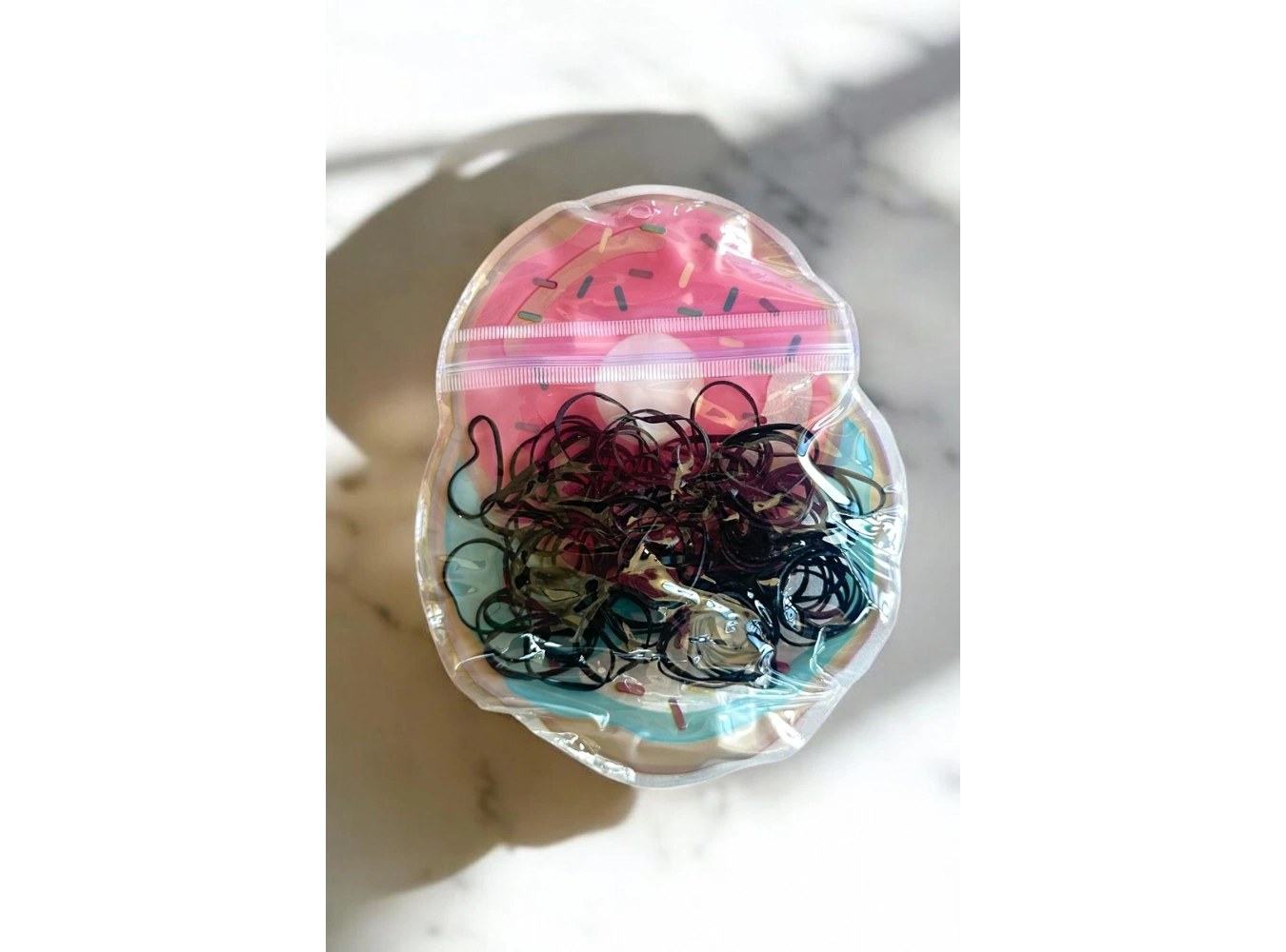 Siyah Renk Donut Figürlü Perma Paket Lastik Toka