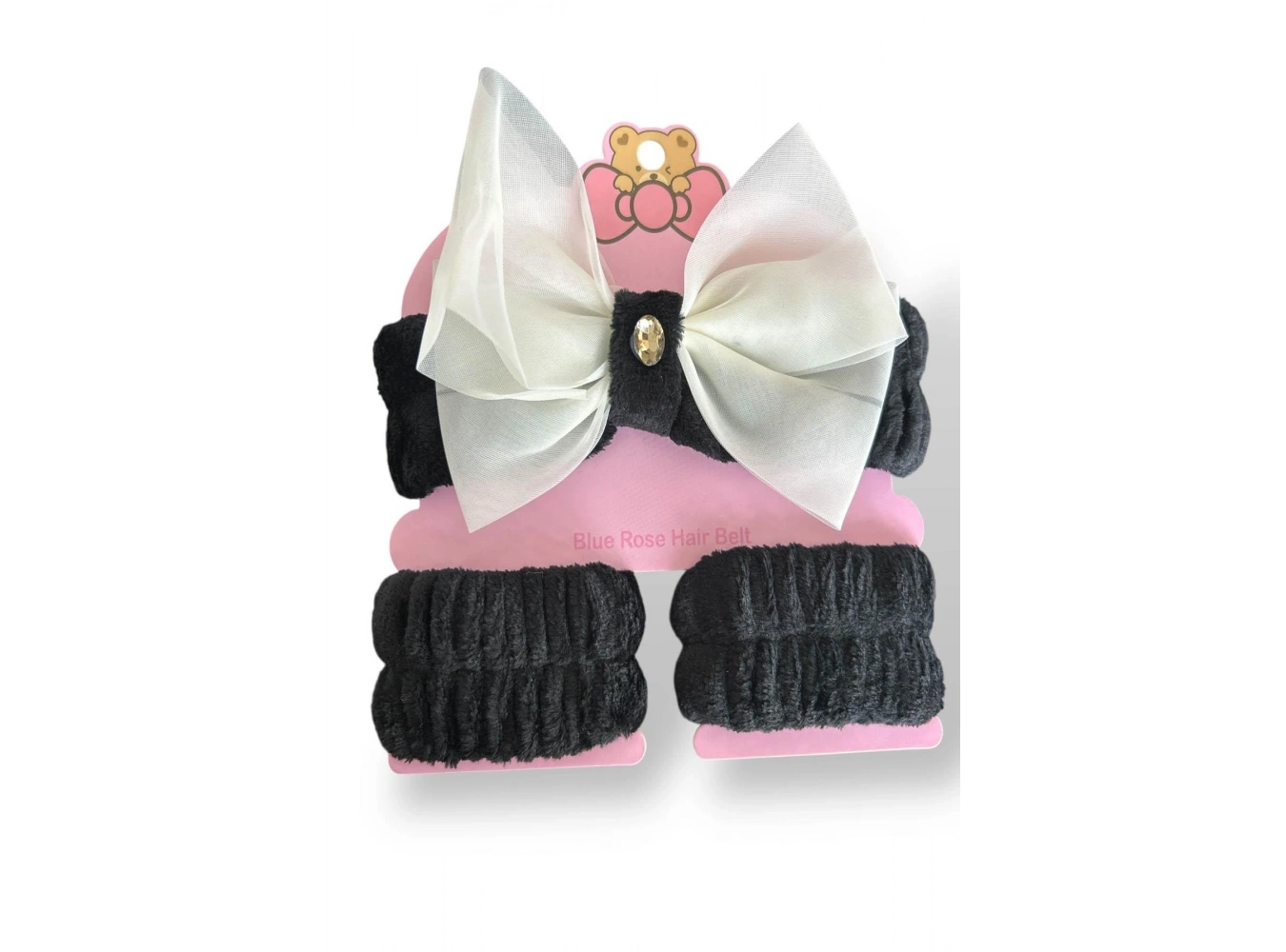 Siyah Renk Fiyonk Detaylı Su Emici Havlu Bileklik Saç Bandı