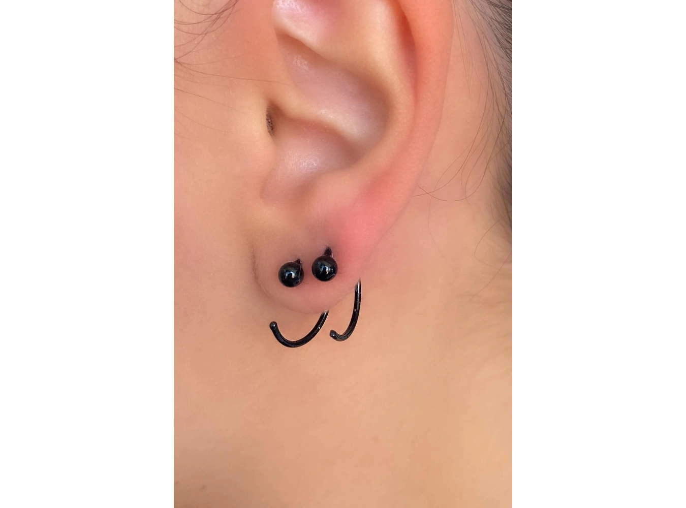 Siyah Renk Halka Küpe (Çift)