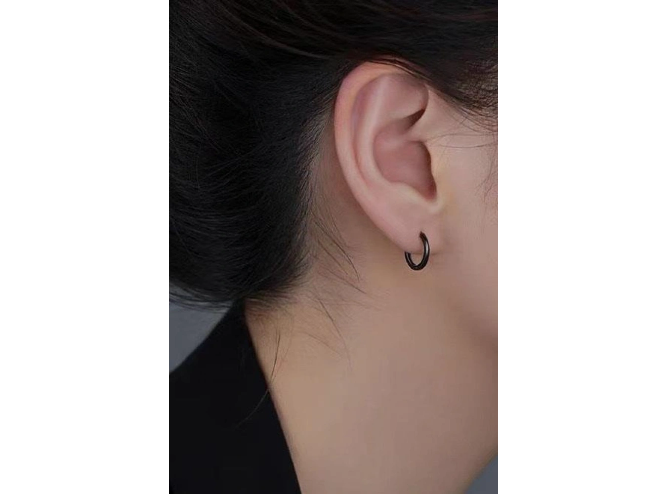 Siyah Renk Halka Unisex Küpe (Çift)