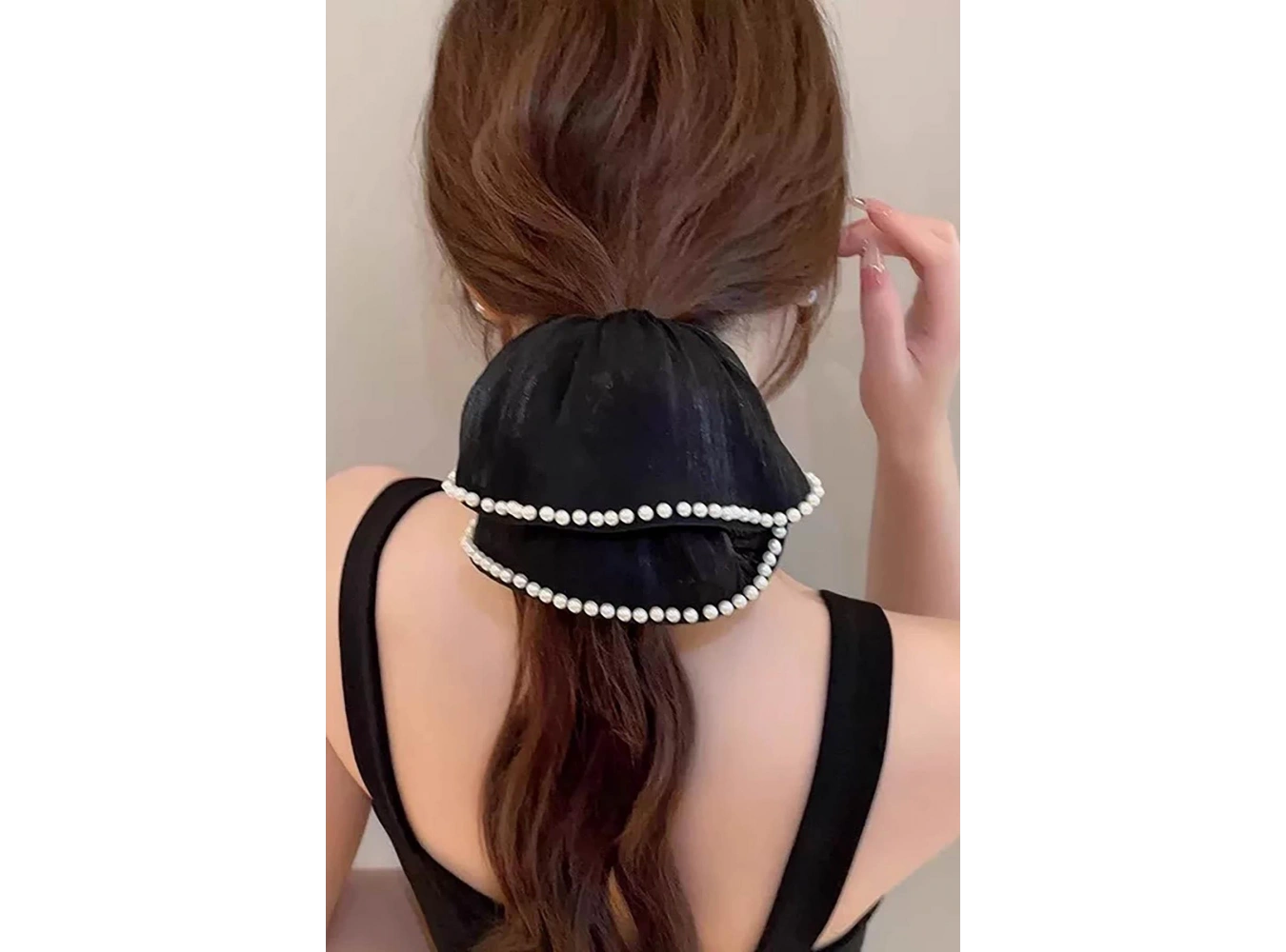 Siyah Renk İnci Detaylı Simit Toka