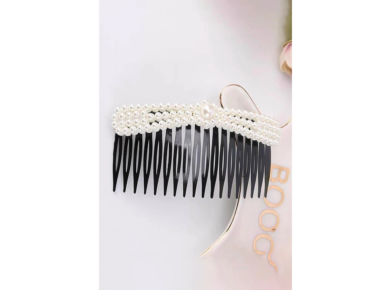 Siyah Renk İnci Detaylı Tarak Toka