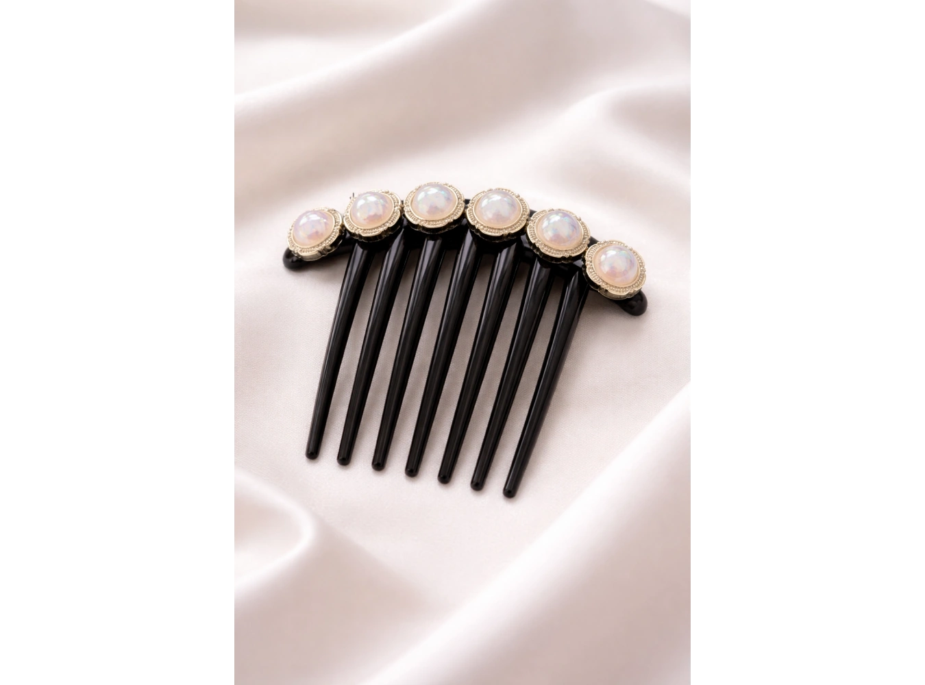 Siyah Renk İnci Detaylı Tarak Toka