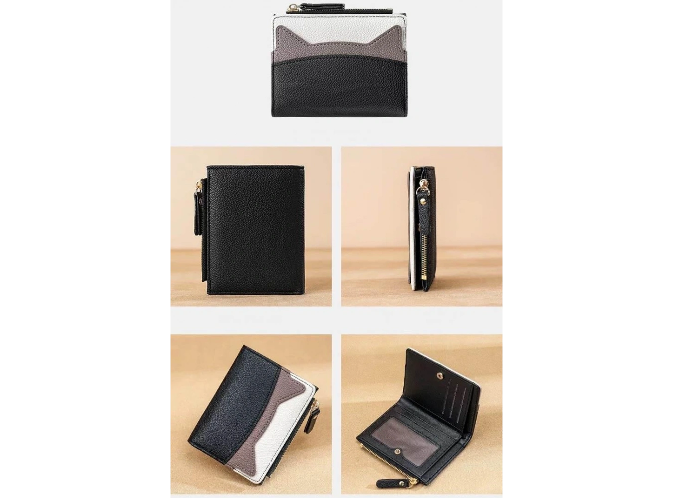 Siyah Renk Kadın Deri Cüzdan/Kartlık