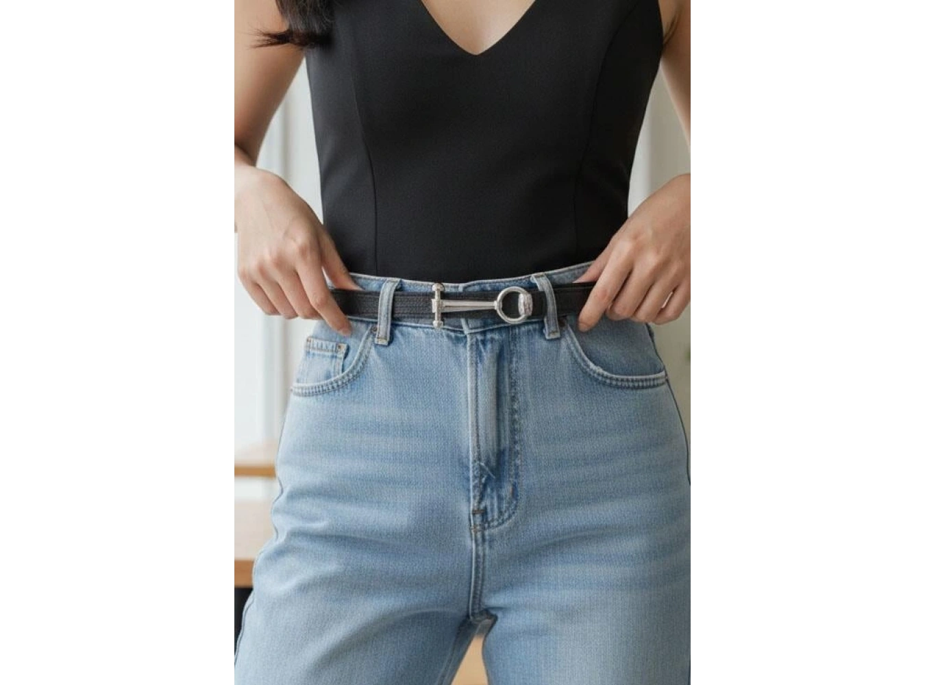 Siyah Renk Kadın Deri Kemer