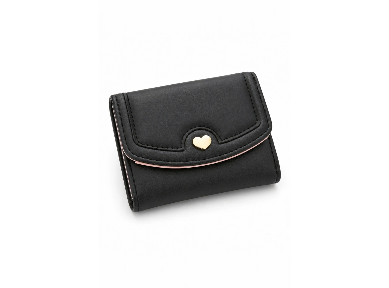 Siyah Renk Kalp Figürlü Deri Kadın Cüzdan