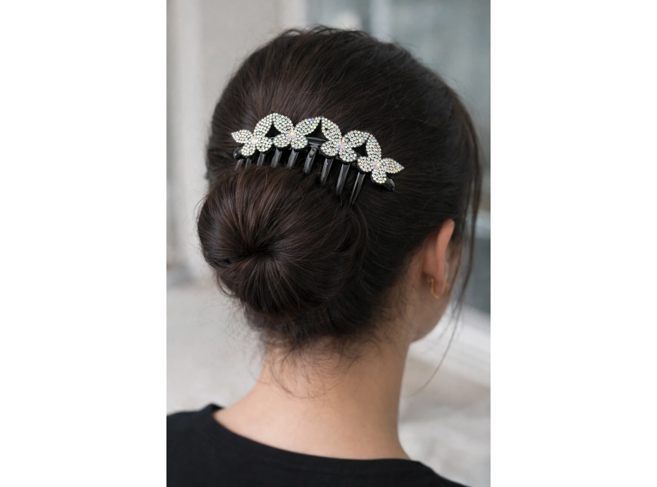 Siyah Renk Kelebek Detaylı Tarak Toka